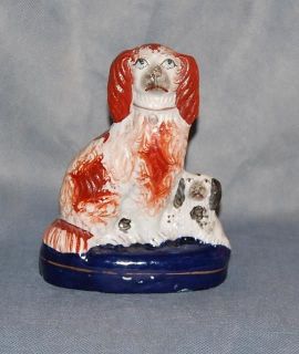  Staffordshire Pottery King Charles Spaniel Pup Figure Victorian