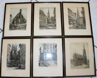 Hans H. LEISCH Austrian 20th century Collection six (6) framed color