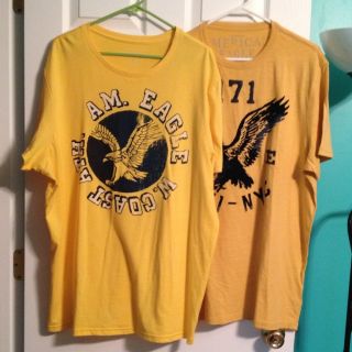 Lot of 2 American Eagle Mens XL x Large T Shirts NWOT Gold Blue Yellow