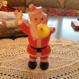 Vtg E Rosen Hard Plastic Santa With Horn Candy Container Very Nice