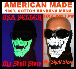 Skull Bandana Face Mask Chopper Biker Glow in The Dark