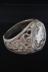 Solid Sterling Silver Alexander Greek Large Coin Ring