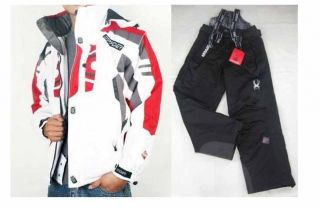 White Mens Ski Suit Jacket Coat Pants Snowboard Clothing s XXL EMS