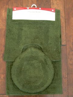 3pc Cotton Bath Bathroom Mat Rug Lid Cover Set Green