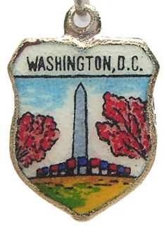 Washington Monument DC Silver Enaml Travel Shield Charm