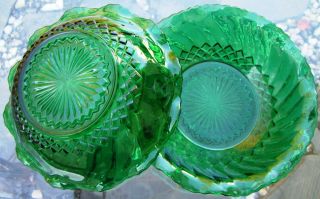 Vtg Glass Anchor Hocking Forest Green Bibi Bowls Set of 2