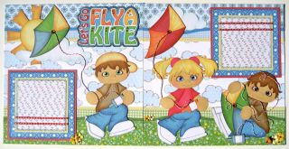 Lets Go Fly A Kite ~ Premade Scrapbook Pages Boy Girl Paper Piecing