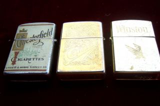 Vintage Winston Camel Chesterfield Cigarette Lighters