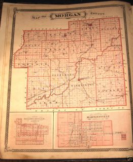 Morgan County Indiana Plat Map 1876 Harrison Hall