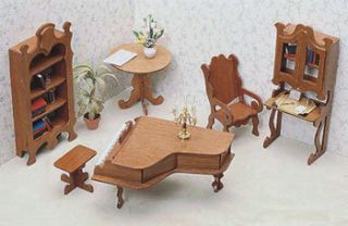 Greenleaf The LIBRARY Dollhouse all Wood Furniture Kit unassembled