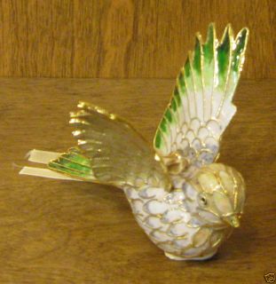 Victorian Treasure Enameled Bird Cream Green Tips A9 1