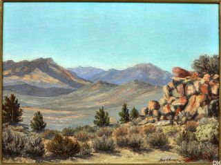 Wonderful Harry M Metzger Desert Landscape Oil on Canvas Framed