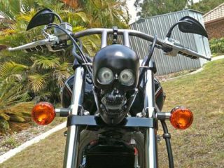 Harley Davidson Skull Headlight Black Matte Coated