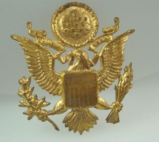 Vtg Gold World War II U S Army Officer Eagle Military Hat Badge Pin