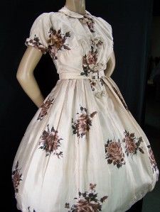 Gorgeous Vintage 50s Pat Hartly Autumn Floral Silk Full Skirt Lucy Day