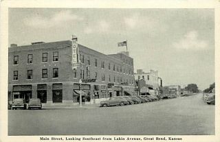 KS Great Bend Main Street Town View Very Early T61189