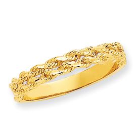 New Beautiful 14k Yellow Gold Diamond Cut Rope Ring Available in
