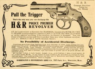 1907 Ad Police Premier Revolver Harrington & Richardson   ORIGINAL