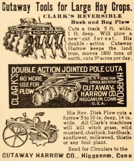 1907 Ad Cutaway Harrow Company Tools Disk Plow Hay Crop   ORIGINAL