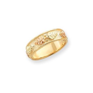Jewelryweb 10k Tri color Black Hills Gold Mens Wed. Band Ring