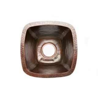 Premier Copper Products 15 Square Hammered Copper Bar Sink in Oil