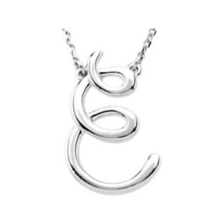 Jewelryweb Sterling Silver Fashion Script Initial Necklace E 16 Inch