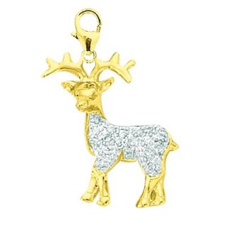 EZ Charms 14K 1.27 Grams Yellow Gold Diamond Reindeer Charm