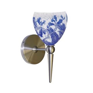 WAC 7.25 Line Voltage Wall Sconce in Brushed Nickel with Blue Glass