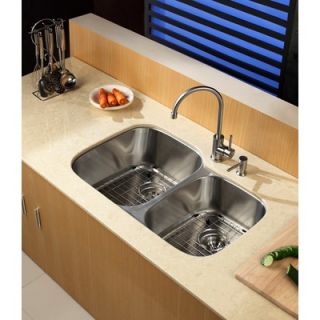 Kraus Undermount 32 Double Bowl Kitchen Sink with Single Lever
