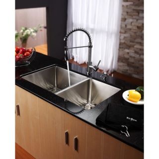 Kraus 33 inch Undermount Double Bowl Stainless Steel Kitchen Sink with