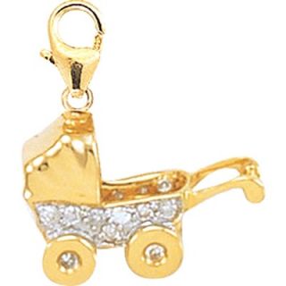 EZ Charms 14K 1.37 Grams Yellow Gold Diamond Baby Carriage Charm