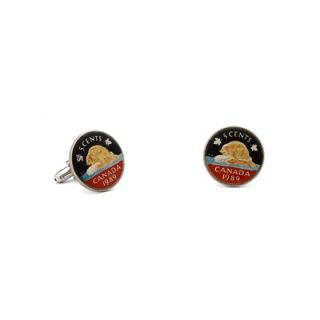 Penny Black 40 Hand Painted Canadian Nickel (5 Cent Coin) Cufflinks