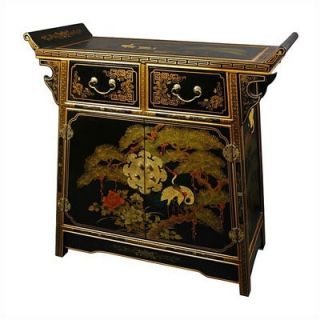 Oriental Furniture Asian Black Lacquer Altar Cabinet   LCQ 44 BL