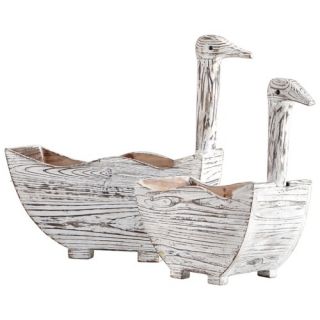 Goosey Planters in Distressed Antiqued White (Set of 2)