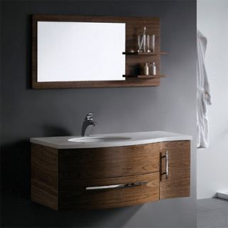 Vigo Distinct Wall Mounted 44 Bathroom Vanity Set in Walnut