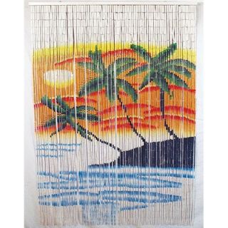 Bamboo54 Double Orange and Blue Palm Tree Bamboo Curtain