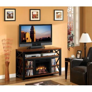 Furnitech Contemporary 64 TV Stand with Curved Electric Fireplace