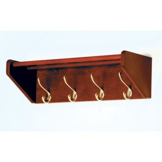 Hat and Coat Rack with Four Brass Hooks