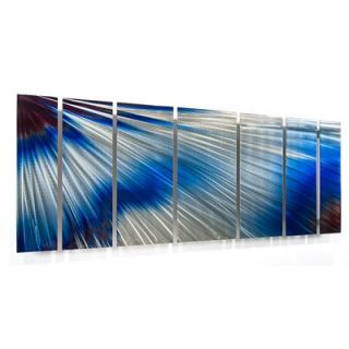  by Ash Carl Metal Wall Art in Blue and White   23.5 x 60   SWS00063
