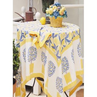 Couleur Nature Lemon Tree Blue Yellow 70 Round Tablecloth   97 12 70