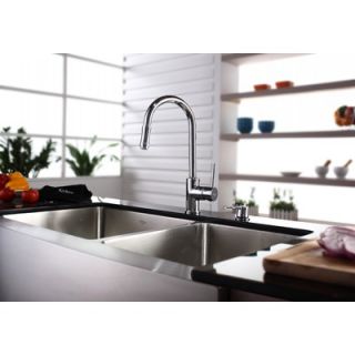 Kraus 36 Farmhouse 70/30 Double Bowl Kitchen Sink with Faucet and