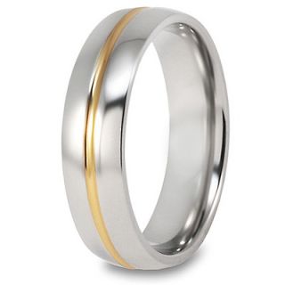 West Coast Jewelry Mens Titanium 14k Goldplated Grooved Polished Ring