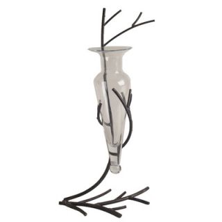 DanyaB Amphora Vase with Metal Twig Stand in Clear