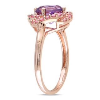 Amour Pink Silver Pink Rhodium Plated Amethyst Pink Sapphire Fashion
