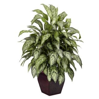 Nearly Natural Silver Queen with Decorative Planter Silk Plant