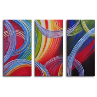 My Art Outlet Hand Painted Yarn Gone Wild 3 Piece Canvas Art Set