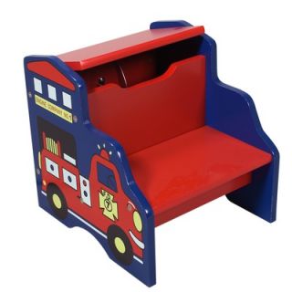 Gift Mark Storage Step Stool with Fire Engine Motif