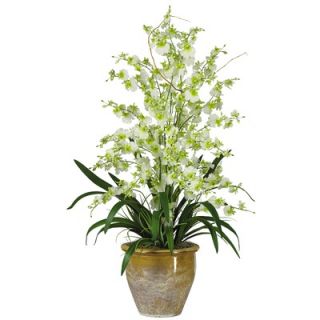 Nearly Natural Triple Dancing Lady Silk Orchid Arrangement in Green