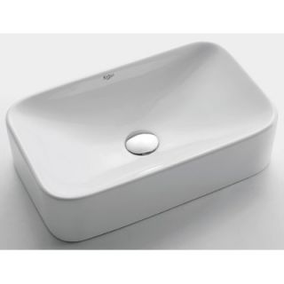 Kraus White Rectangular Ceramic Sink with Pop Up Drain   KCV 122
