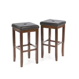 Crosley Upholstered Square Seat 29 Barstool in Vintage Mahogany